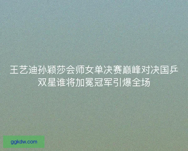 王艺迪孙颖莎会师女单决赛巅峰对决国乒双星谁将加冕冠军引爆全场